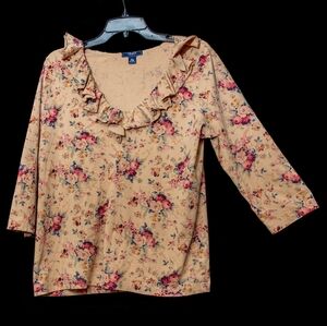 Chaps Floral Ruffled Top XL